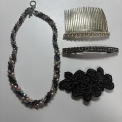 ネックレス、髪飾りのセット