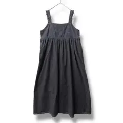 Samansa Mos2 デニムジャンパースカート ワンピース 肩フリル