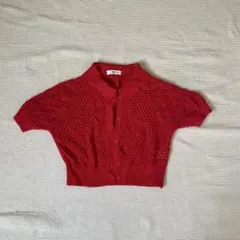 WEGO 赤 ショート丈 サマーニット カーディガン