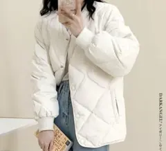 ノーカラーキルティングジャケット　ダークエンジェル　アイボリー　Ｌサイズ