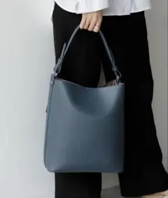 モスブルー 合成皮革 ショルダーバッグ　オフィス