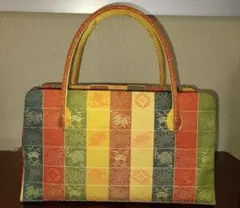 西陣織 　バッグ 　名物裂織元印 中格子宝尽し家紋 吉祥