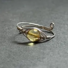 WR688FS 天然石 パワーストーン ワイヤーリング ゴールデンアンバー