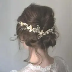 ウェディングヘッドドレス ゴールド