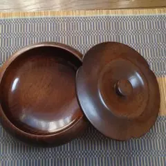 木製　蓋付き　菓子鉢