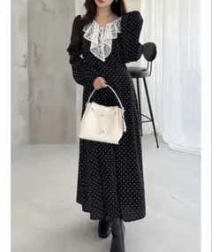 MERCURYDUO ラッフルカラーバターンワンピース ドット