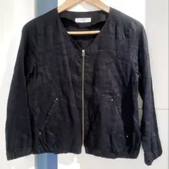【美品】ノーリーズ NOLLEY'S リネン100% ブルゾン 黒 36のサムネイル