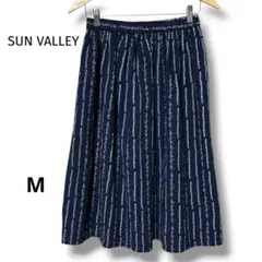 SUN VALLEY サンバレー　フレアースカート　M ネイビー　総柄のサムネイル