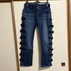 &LOVE CLOSETリボン付きダークブルーデニムパンツ