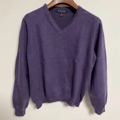 BROOKS BROTHERS パープル Vネック セーター メリノウール L