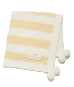 ジェラートピケブランケット 白と黄　ストライプ