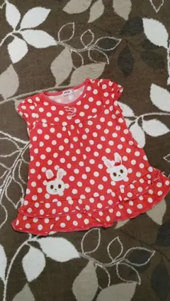 MIKI HOUSE ミキハウス 赤い水玉模様のうさぎトップス 110