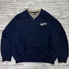 90s WHITE BEAR ナイロンプルオーバー ネイビー 企業ロゴ