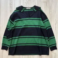 【25SS】PLAIN PEOPLE ランダムボーダーセーラーカラーブラウス M