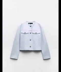 【ZARA】ライトブルー / ソフトショートジャケット / M