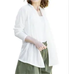 長袖カーディガン2点セット グレー・ホワイト薄手 L mili an deni