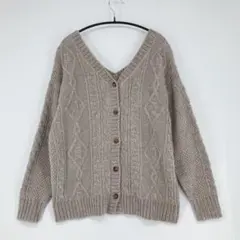 GYDA ケーブル編み Vネック ニットカーディガン Fサイズ