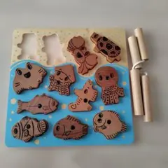 木製 パズル 魚釣り 知育玩具