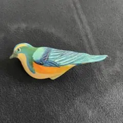 【9】鳥のブローチ　木製　レトロ　ヴィンテージ
