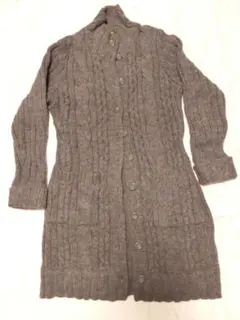 ユニクロ　ケーブルニット　スタンドカラー　ロングカーディガン　XLサイズ