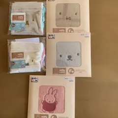 タイトーくじ ミッフィー＆ボリス 巾着ポーチ2点＋ハンカチ3点