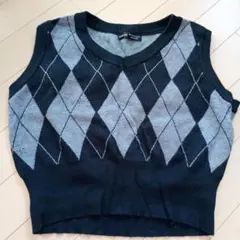 SHEIN アーガイル クロップドニットベスト EU 40/42