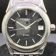 電池交換済 フォッシル FOSSIL デイト ブラッククォーツ メンズ 腕時計