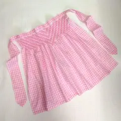 ギンガムチェック スモッキング刺繡エプロン