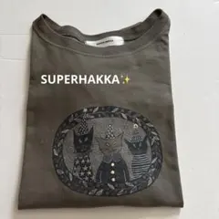 【SUPER HAKKA✨】猫柄 半袖Tシャツ カーキ　深緑　スーパーハッカのサムネイル