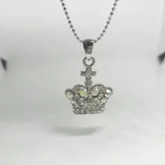 王冠　クラウン　ビジュー　ストーン　ネックレス　ペンダント　シルバー