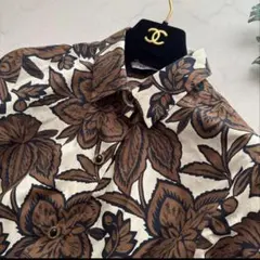 美品✨ZARA ボタニカル柄シャツワンピース ロング 綿100%