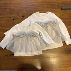 petit main フリル付き長袖トップス80サイズ110サイズ姉妹セット