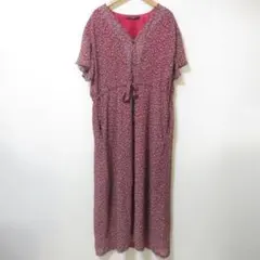 カスタネ　レッド　花柄　ロング　ワンピース　N843