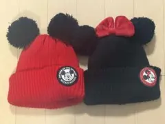 ミッキーマウス、ミニーマウスニット帽セット