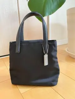 【美品】コーチ ミニバッグ ナイロン レザー ブラック 8123