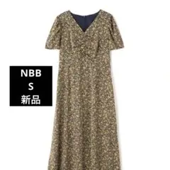 [新品]S フロントギャザープリントワンピース ナチュラルビューティーベーシック