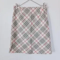 FirstRevue】ミニスカート 台形 ツイード チェック柄 ウール混 日本製