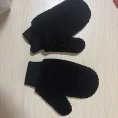 ボア素材 ミトン 手袋 ブラックのサムネイル