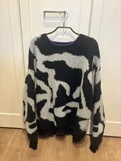 オーバーサイズニット 黒白模様