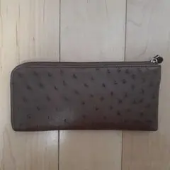 【美品】長財布★オーストリッチ風(ブラウン)