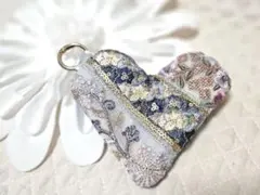 【55】インド刺繍リボンハートポーチ