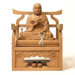 新品】 日蓮聖人 柘植 上彫り 総高さ約18㎝ 割寸3.0 日蓮宗 日蓮上人