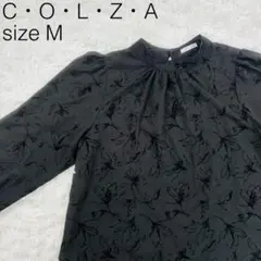 COLZA コルザ 長袖 ブラウス ブラック ハイネック 花柄 M 【151】のサムネイル