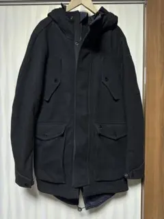 G STAR RAW ブラックウールビッグフードモッズコート