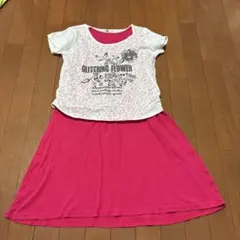 ノースリーブ　半袖　ワンピース　ピンク　150