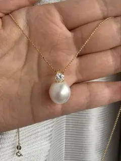 【特強光】13mm超 オーストラリア白蝶真珠 ドロップペンダント 925冠婚葬祭