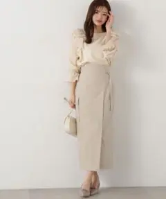 【美品】プロポーションボディドレッシング＊ラップ風ナロースカート