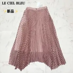【新品】ルシェルブルー ギンガムチェック アシンメトリープリーツスカート