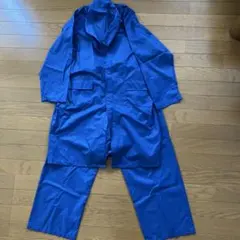 青いフード付き子供用レインコート 上下セット　150