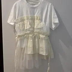 KBF チュールレイヤード 半袖Tシャツ ホワイト　新品未使用